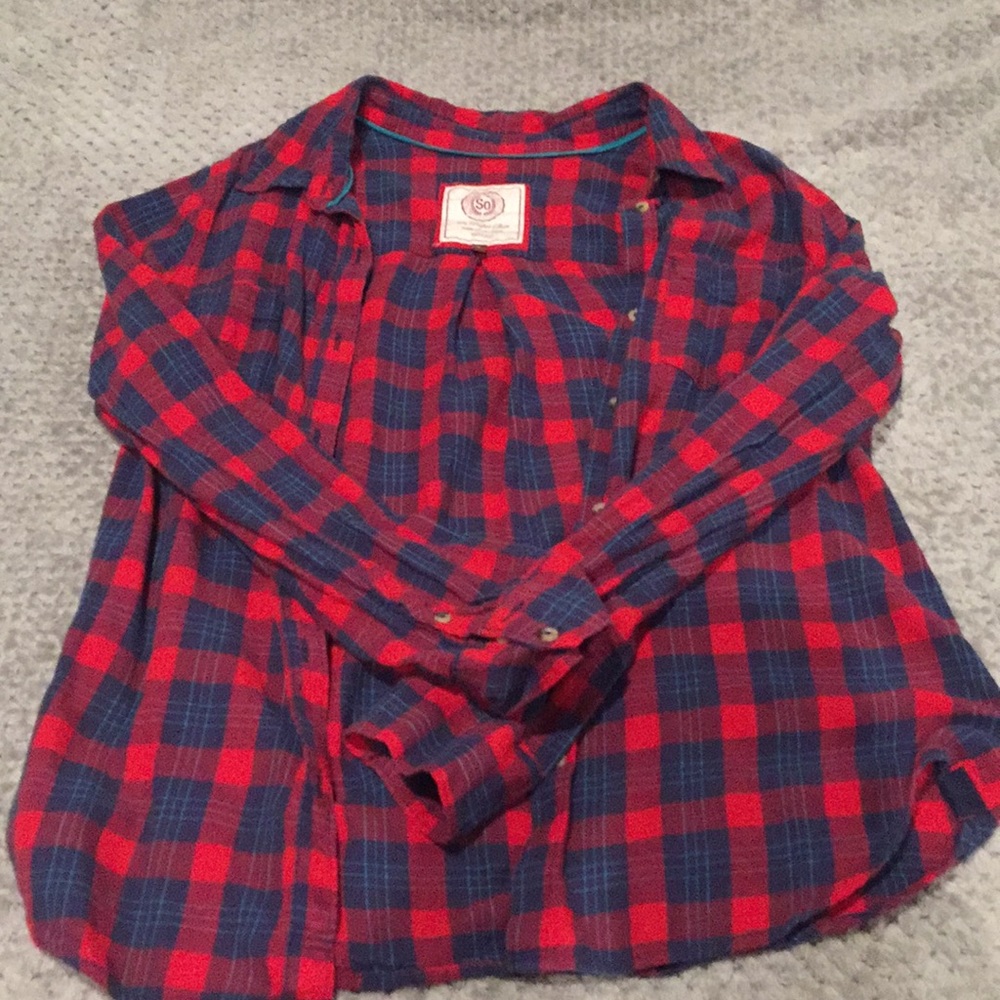 Dark blue & red flannel